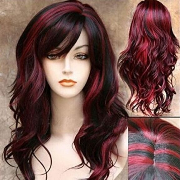 AneShe, Average Size, Red & Black Wig - Picture 1 of 5